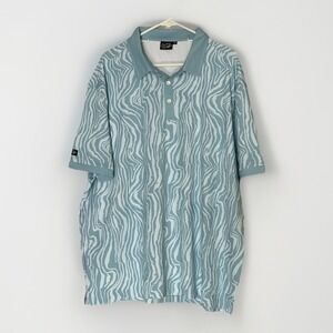 Sunday Swagger Polo Shirt Mens 3XL Blue Abstract Wave Golf‎ Performance Stretch